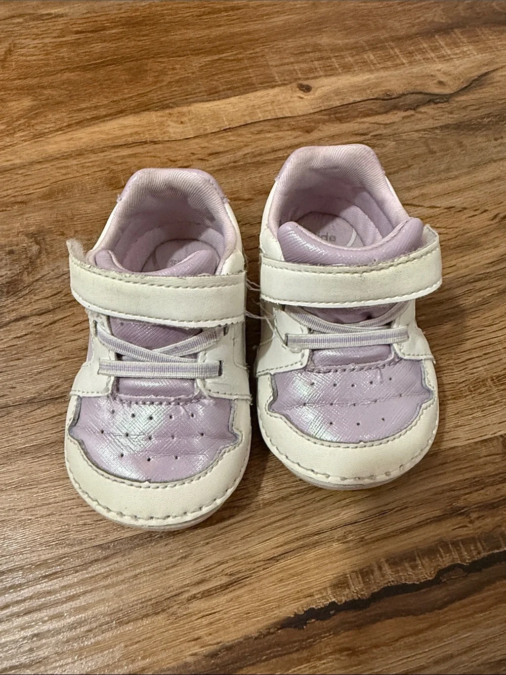 Stride Rite Baby Girls Waverly Soft Motion Purple and White Velcro Sneakers 4.5W